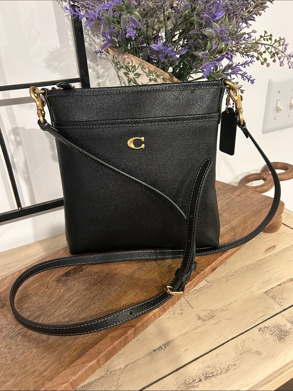 Coach Black Crossbody Bag with Gold Details